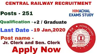 Central Railway Recruitment 2019 ! central railway recruitment 2019-2020