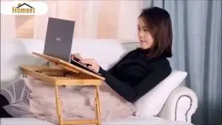 HANDMADE FOLDING BAMBOO LAPTOP TABLE WITH FAN