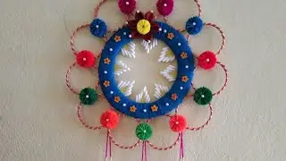 Wall Hanging of Waste Bangle and Wool/Wall hanging/Wall hanging craft idea #woolencraft #wallhanging