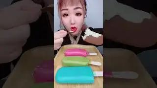 asmr eating chocolate ice cream and crunchy food
