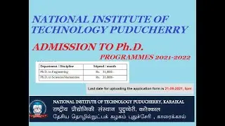 Phd latest notification 2021 ||Latest Phd admission notification 2021 || Phd notification  NITPY||