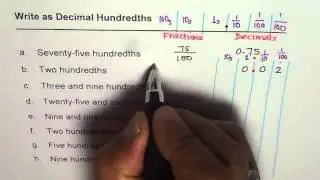 Practice How to Write Decimal Hundredths Using Fractions and Place Value