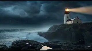 1 Hour Lonely Lighthouse in a Storm 🌧️🌊 | Ocean Night Ambience for Sleep & Relaxation