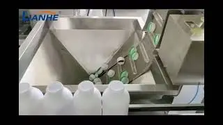 4 nozzles filling, capping, aluminum foil sealing with round bottle labeling #machine #factory