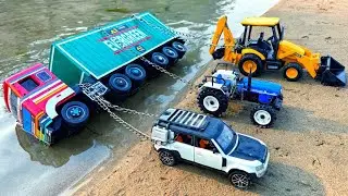 JCB Tractor Cartoon Video | New BharatBenz Tata Dumper Truck Accident Pulling Out Car Tractor Jcb3dx