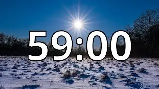 59 Minutes Winter Timer Countdown With Music and Alarm (Simple Beep)