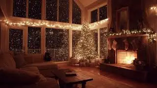 Warm Fireplace During a Winter Blizzard ❄️ Cozy Night Ambience (3 Hours)