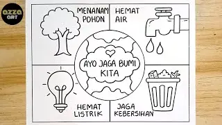 Menggambar Poster Lingkungan yang Mudah dan Gampang 🔴 Gambar Poster Menjaga Bumi