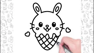 How To Draw a Cute Bunny Ice Cream Step by Step!