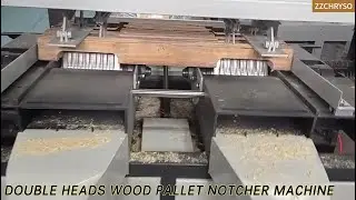 Double heads wood pallet notcher machine running test before delivery