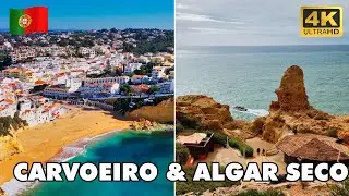 CARVOEIRO & Algar Seco | FULL Coastal Walk 🚶 to Benagil Caves | Algarve 🌞 Portugal 🇵🇹
