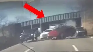 Car crashes mid swim session