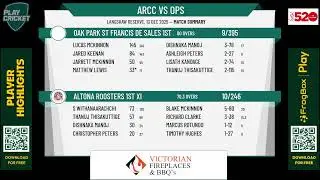 Altona Roosters 1st XI v Oak Park St Francis de Sales 1st XI