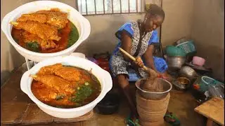 I MADE NIGERIAN MOST DELICIOUS & POPULAR TOMATO CHICKEN STEW !! #COOKING LUNCH AMALA + EWEDU...