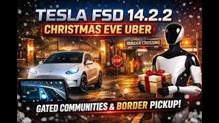 Tesla FSD 14.2.2 Christmas Eve Uber Drive | Gated Communities, Border Pickup & Real Talk