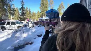 Girlfriend testing her Ans Gear purple acid wash Axe 2.0 #paintball 