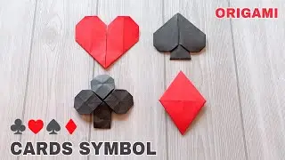 SPADE, HEART, CLUB, DIAMOND PLATING CARDS SYMBOLS ORIGAMI|HOW TO MAKE CARDS SYMBOL CRAFT| FOLDING