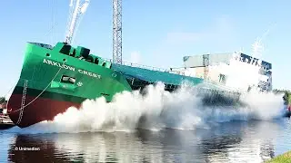 ARKLOW CREST | spectacular big ship launch at Ferus Smit shipyard in Westerbroek | 4K-Quality-Video