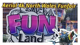 4k,Aerial,Cinematic, Rhyl Funfair Towyn North Wales, Finland Fun Land. 249g