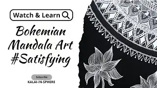 Easy Bohemian Mandala & Floral Art on Black Paper | Satisfying  Aesthetic Ink Drawing | Art tutorial