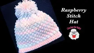 LEFT Handed Raspberry Stitch crochet beanie hat for girls & boys 1 to 6 years - Crochet for Baby 206