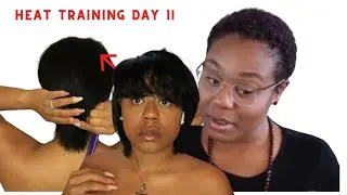 SILK PRESS -TRIM ON NATURAL HAIR. HEAT TRAINING NATURAL HAIR DAY 1-LENGTH CHECK! CYN DOLL