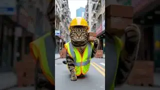 Cat Working at Construction Site 👷🐾