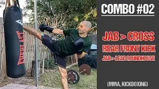 Завершающая комбинация боя 02: Джеб - Кросс - Задний фронтальный удар ногой в джеб - Передний кру...