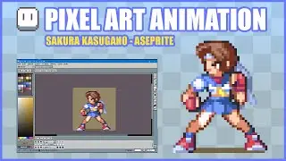 Pixel Art Character Animation Timelapse (Aseprite) - Sakura [Street Fighter]