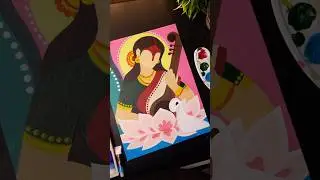Maa Saraswati Devi painting,  Madhubani Painting, #shorts #art #drawing #saraswati