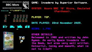 Invaders / Space Invaders - Superior Software - BBC Micro - Emulated (BeebEm) - 1,790 points.