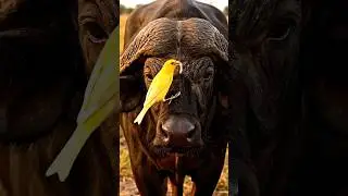 🐃😊🐦&zwj;⬛A cute bird helping a buffalo #buffalo #cute #bird #wildlife #viralshorts