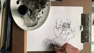 Drawing a Rose with a Reed Pen