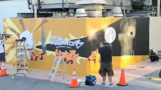 Man One Paints Nat King Cole Mural in Hollywood