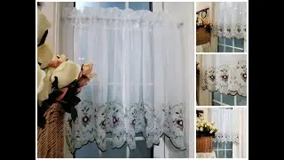 Embroidery curtains hot sale factory 100% polyester Coffee Curtain#shorts