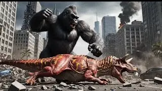 Gorilla Saves the City from Dinosaur Attack! - 5 Min Full Fight 