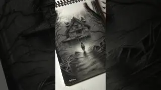 Haunted mansion landscape scenery drawing bypencils with easy ways .#art #drawing