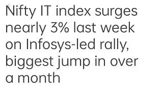Nifty IT index surges nearly 3% last week on Infosys-led rally, biggest jump in over a month