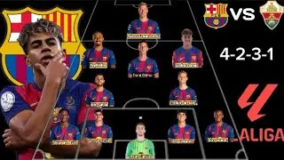 Elche Vs Barcelona ll Barcelona Predicted Lineup Today In La Liga Match Week 22 Season 2025/26