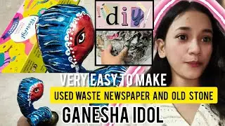 #Ganesha idol very easy to make used waste newspaper and old stone #youtubevideo #barkhu rawat #diy