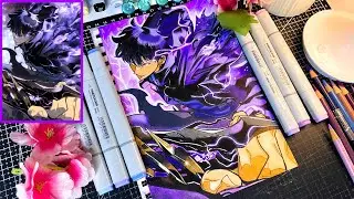 Sung Jin-Woo Speed drawing with color pencil and alcohol markers // Solo Leveling