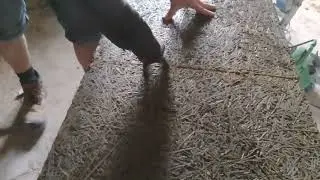 how to cut savolit woodwool board with an electric saw... soak the board first. 👍