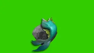 Fantasy creature mermaid tail moving on green screen pack, mermaid sitting on the rock position