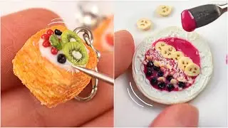 7 Polymer Clay Miniature DIY’s | Making of Mini Food 🫐 🍰 | Strawberrypuffcake