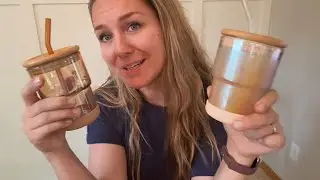 Reusable Glass Cups with Bamboo Lid | Iced Coffee, Matcha & Juices