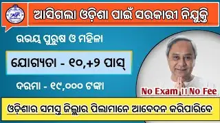 Odisha Govt Job 2020 !! 12th Pass odisha Govt Job Recruiment 2020 !! Technicalparme !!