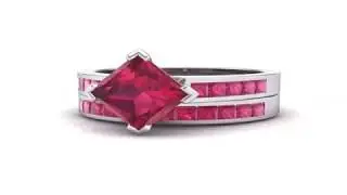 PLATINUM ENGAGEMENT RINGS | Princess-Cut Compass Point Ruby Engagement Ring | By Iconic Jewelry