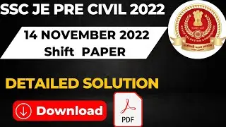 SSC JE PRE CIVIL 14 November 2022 Shift 1 Paper With Detailed Solution With Pdf SSC JE 2022 Paper 1