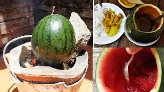 Cooking Chicken Curry in a WATERMELOM -  Watermelon Chicken recipe