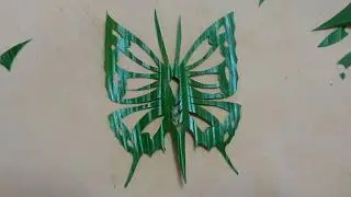 日本の技　笹切り(葉欄切り）　蝶　 How To Make a Japanese style Cutout  Bamboo Leaf